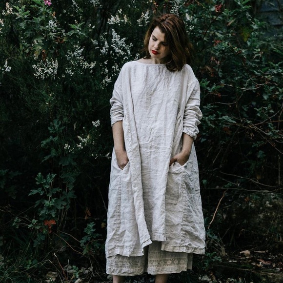 Metta Melbourne Olivia Dress in 100% Linen, Taupe, O/S - Picture 8 of 12